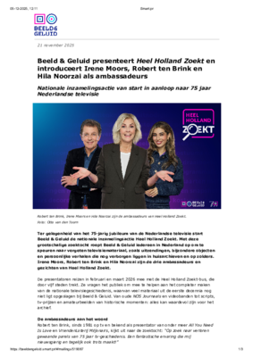 Beeld & Geluid presenteeert Heel Holland Zoekt