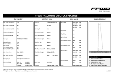 FFWD FALCON RS DISC SPECS