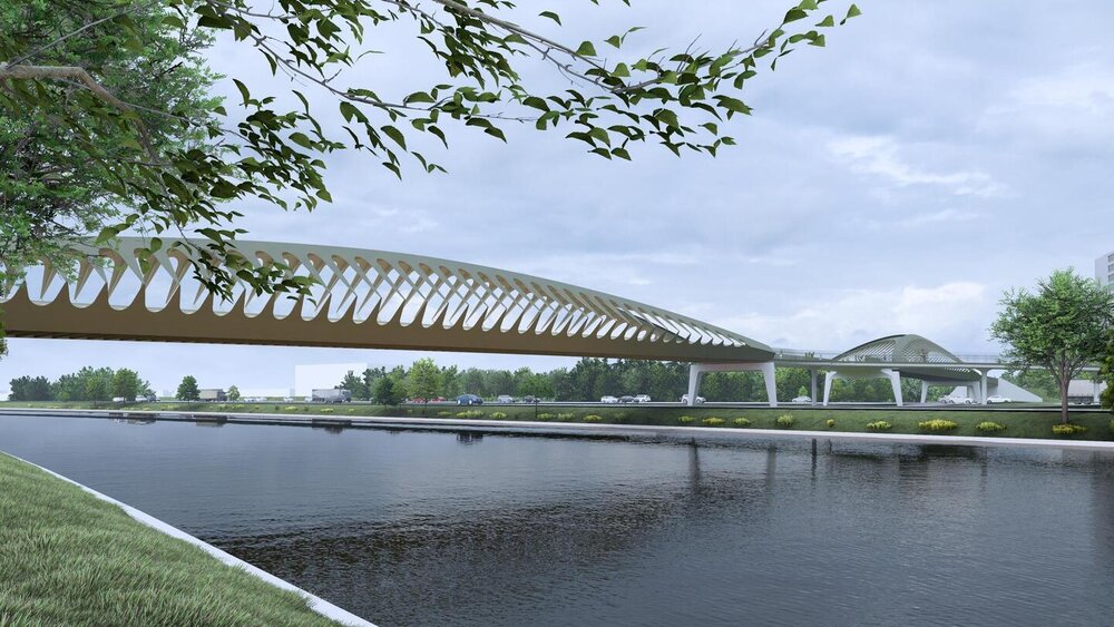 Een toekomstbeeld van de nieuwe brug © Agentschap Wegen en Verkeer