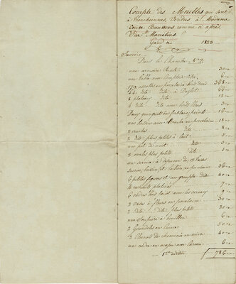 Inventaris van de woning Bauwens in Drongen: na de dood van Lieven Bauwens in 1822 werden de woning en de inboedel verkocht.