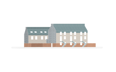 Een toekomstbeeld van de toekomstige transitwoningen in Sint-Amandsberg.  © FELT-architecten
