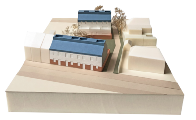 De maquette van de toekomstige transitwoningen in Sint-Amandsberg. © FELT-architecten