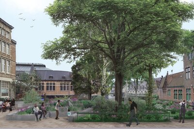 Het toekomstbeeld van het parkje.