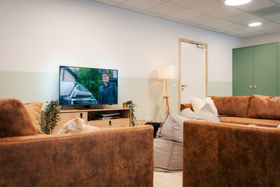 Een van de ruimtes in het gloednieuwe internaat.