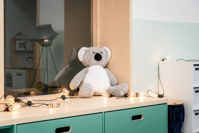 Een van de ruimtes in het gloednieuwe internaat.