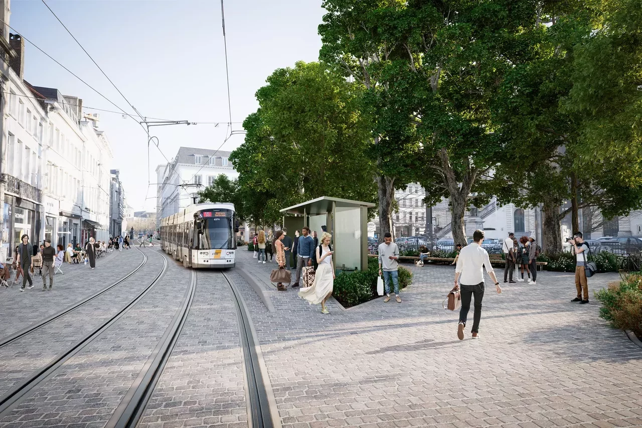 Een toekomstbeeld van het Koophandelsplein na de werken.