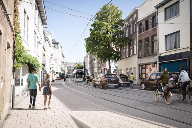 Een toekomstbeeld van de Kortrijksepoortstraat na de werken.