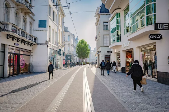 Een toekomstbeeld van de Veldstraat na de werken.