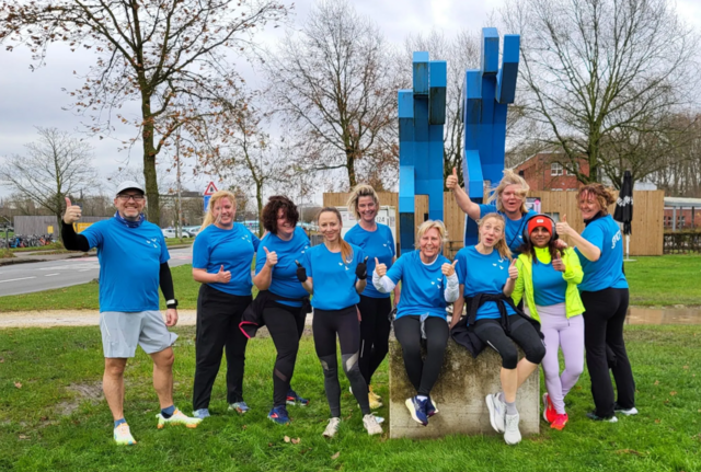 Stadsmedewerkers tijdens het sporten.