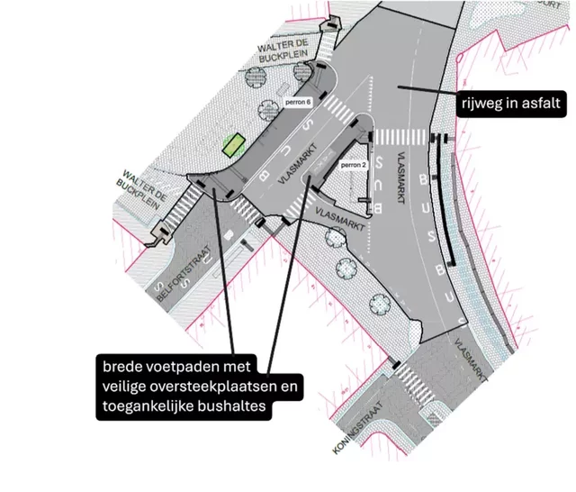 De aanpassingen op de Vlasmarkt.