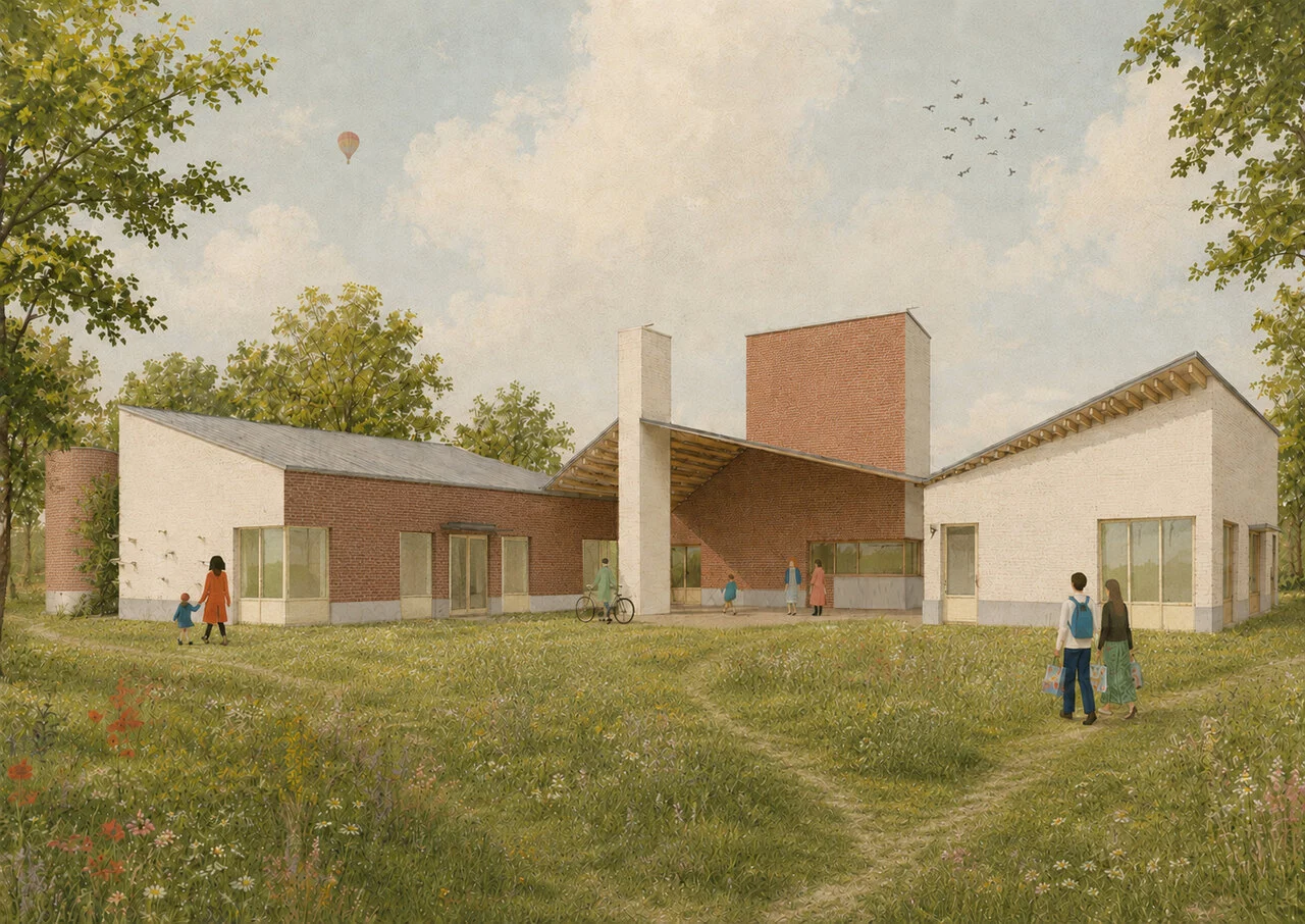Een toekomstbeeld van het buurthuis. © Atelier Janda Vanderghote