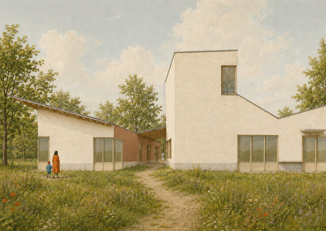 Een toekomstbeeld van het buurthuis. © Atelier Janda Vanderghote