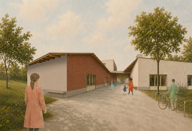Een toekomstbeeld van het buurthuis. © Atelier Janda Vanderghote