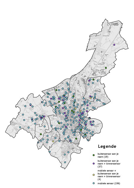 De locaties van de verschillende sensoren.