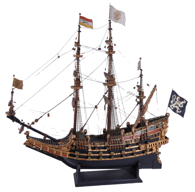 Model van het schip 'De Maagd van Gendt', een 17de-eeuws galjoen.
