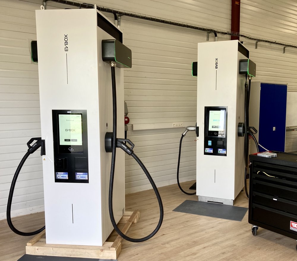 EVBox fast charging stations at the Canéjan training center.