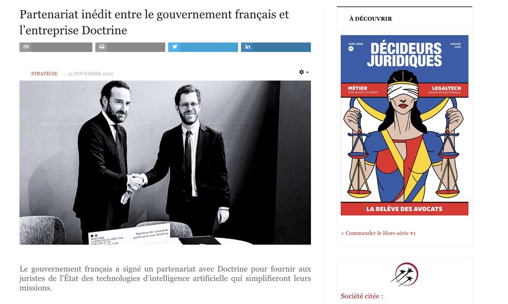 Partenariat inédit entre le gouvernement français et l’entreprise Doctrine