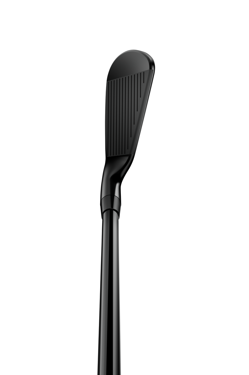 T100 Black Vaporのアドレスビュー。薄いトップラインと最小限のオフセット、ブラック仕上げ