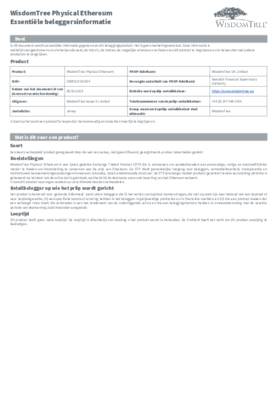 WisdomTree Physical Ethereum Essentiele beleggersinformatie.pdf