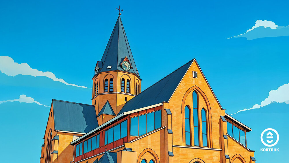 Kerk Bissegem (c) Illustratie naar een foto van Francis Decrocq