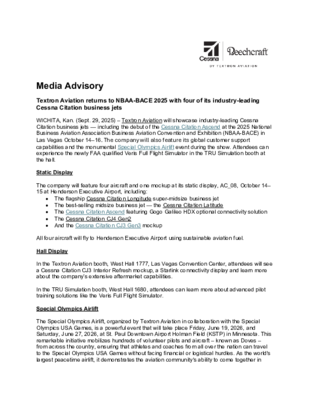 Media Advisory NBAA-BACE 2025