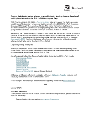 SUN 'n FUN 2026 Media Advisory