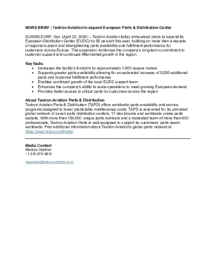NEWS BRIEF_TAPD EUDC Expansion