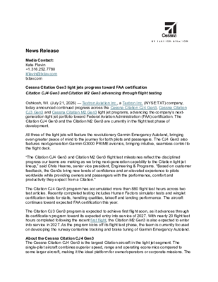 FINAL_ Citation Gen3 light jets progress toward FAA certification