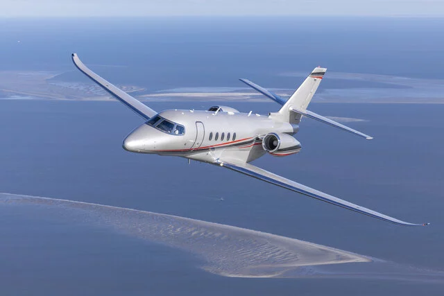 The best-selling midsize business jet, the Cessna Citation Latitude, in flight.