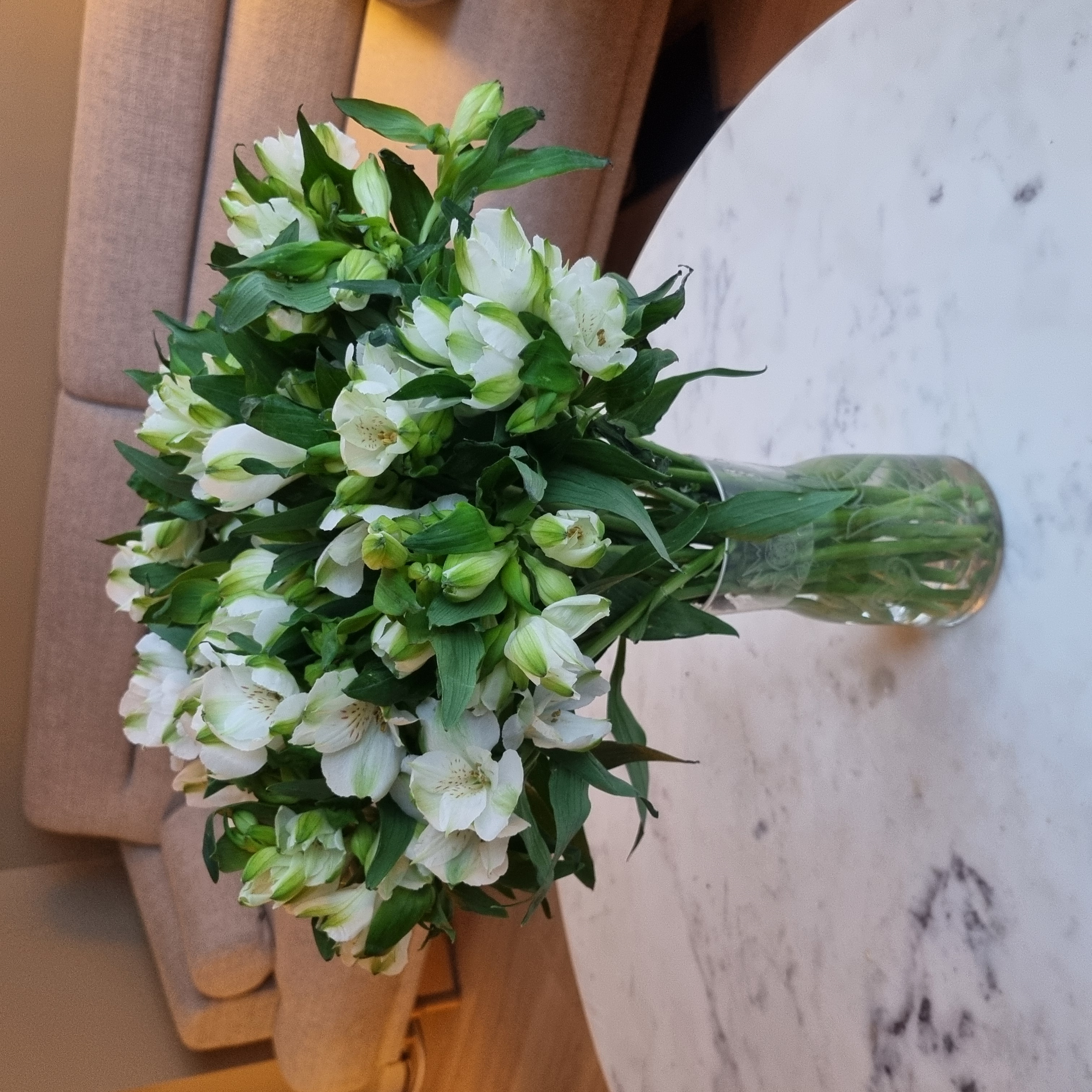 Blomstene etter å ha fått vann