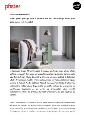 Medienmitteilung_Zurich Design Week by atelier pfister_September 2025_FR
