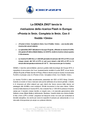 DENZA_FLASH Charging_Comunicato Stampa_IT