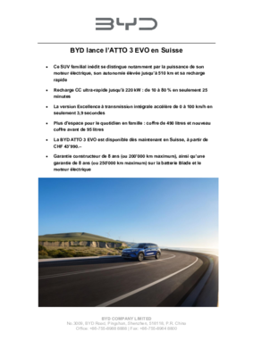 Communiqué de presse_BYD ATTO 3 EVO Launch