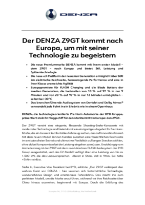 DENZA - Z9GT product release DE