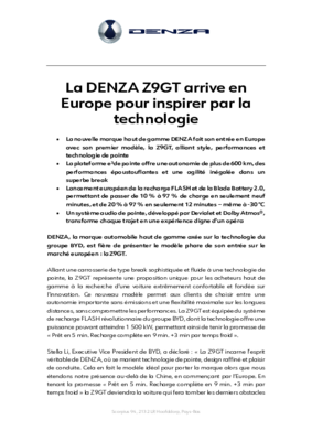 DENZA - Z9GT product release FR