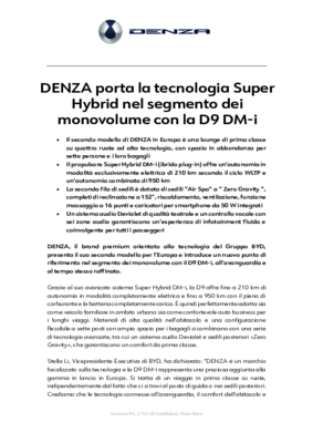 DENZA - D9 product release IT