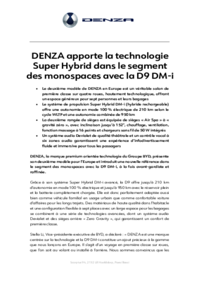 DENZA - D9 product release FR