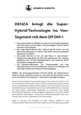 DENZA - D9 product release DE