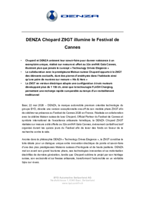 DENZA Chopard Z9GT illumine le Festival de Cannes
