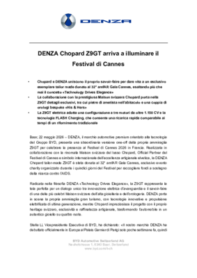 DENZA Chopard Z9GT arriva a illuminare il Festival di Cannes