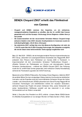 DENZA Chopard Z9GT erhellt das Filmfestival von Cannes