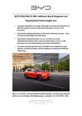 Medienmitteilung_BYD DOLPHIN G DM-i_BYD_Launch