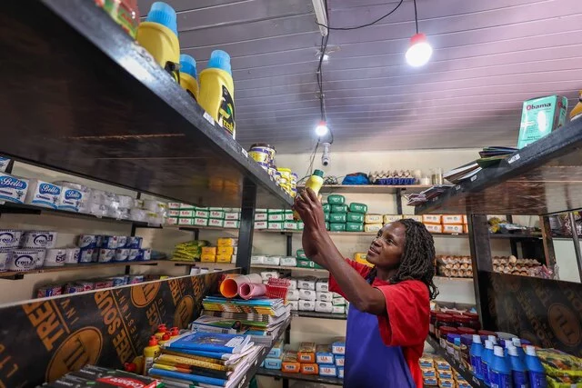 Off-grid solar powering shop by dlight, GOGLA