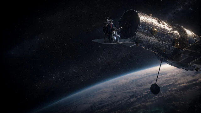 Hubble and earth 