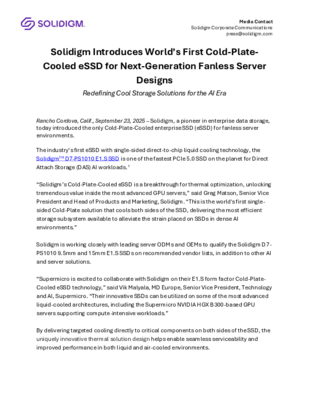 Solidigm E1.S Product Press Release