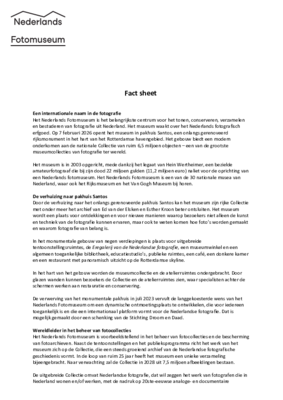 Fact sheet Nederlands Fotomuseum algemeen-jan26