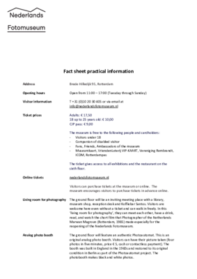 Fact sheet Nederlands Fotomuseum-practical information-Jan26