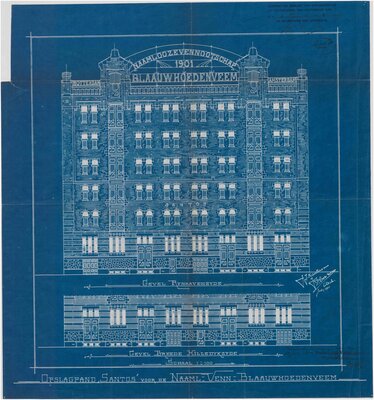 J.J. Kanters & J.P. Stok Wzn, Pakhuis Santos, voorgevel Rijnhovenzijde, 1901