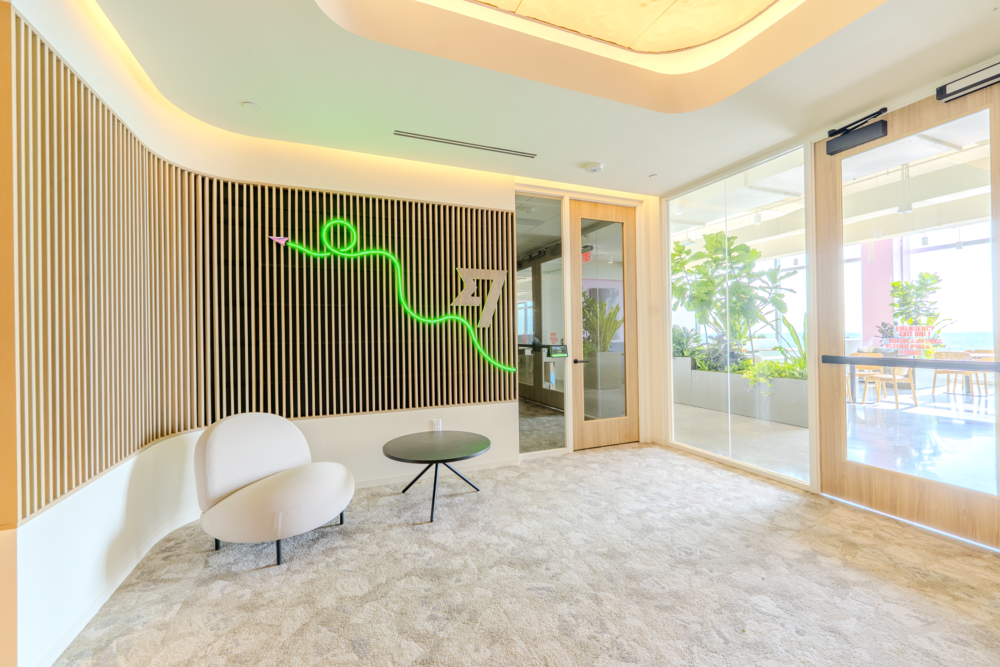 The Wise reception area on one of their new office floors. Photo credit: Patrick Kirk. 