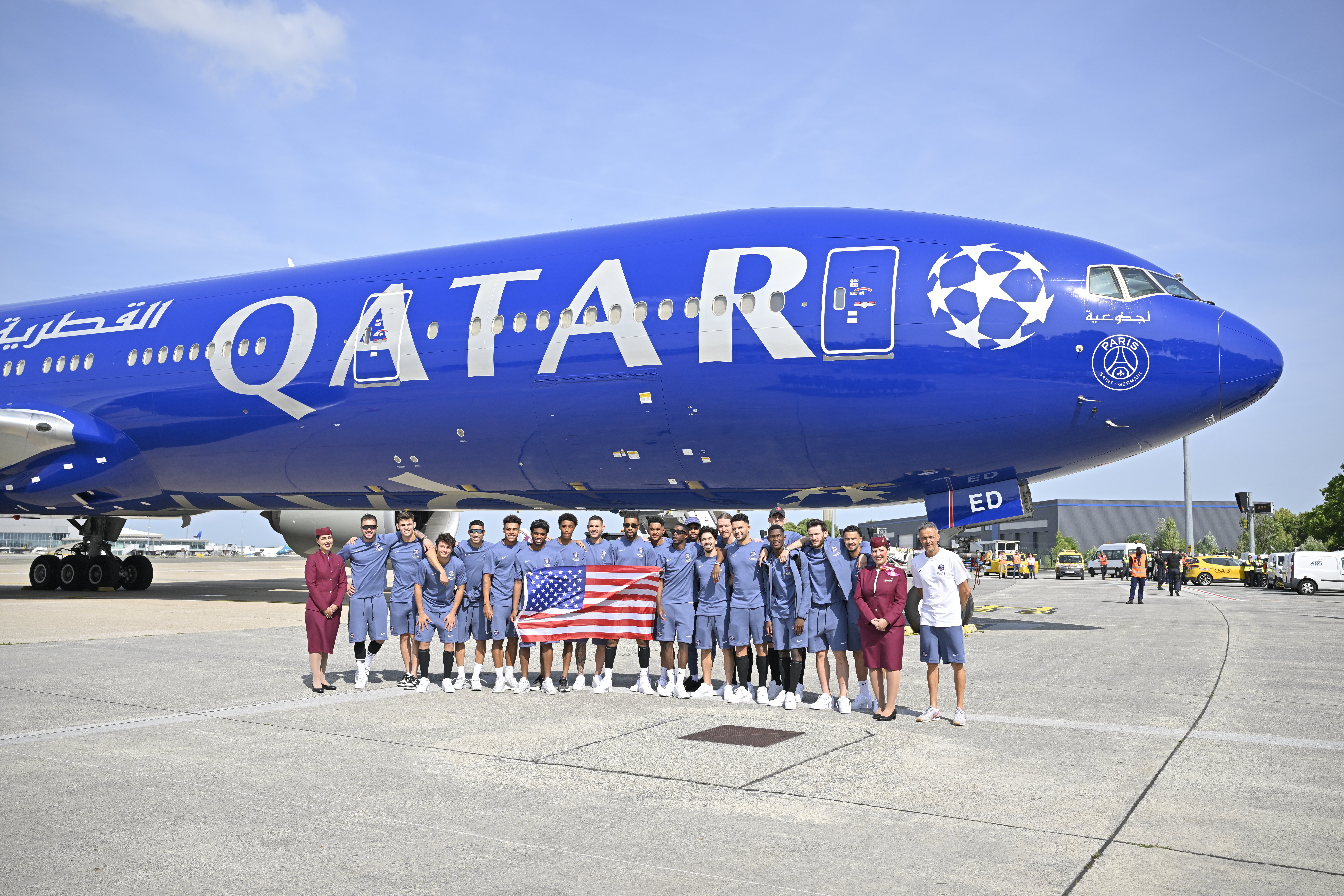 QR x UEFA Champions League Boeing 777 with PSG Emblem